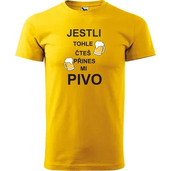 Pánské tričko s pivním motivem Jestli tohle čteš přines mi pivo Barva: ŽLUTÁ, Velikost: 2XL