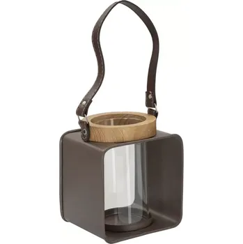 Svícen Lucerna Glass 18 cm hnědá/čirá