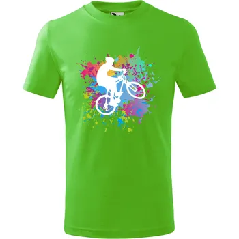 Chlapecké tričko Dětské tričko s potiskem cyklisty Barva: SVĚTLE ZELENÁ + BÍLÁ VARIANTA, Velikost: 122