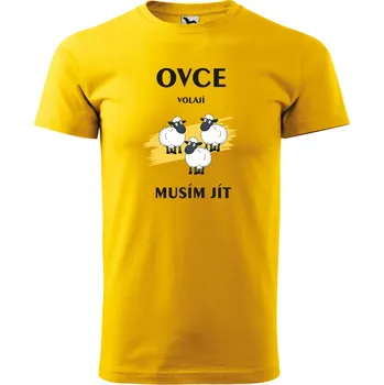 Pánské tričko s potiskem Ovce volají musím jít Barva: ŽLUTÁ, Velikost: M
