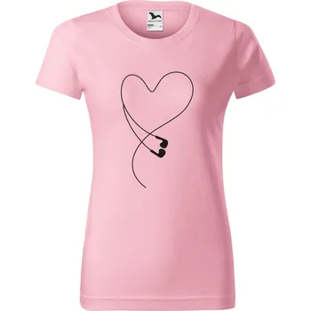 Dámské tričko Dámské tričko - Sluchátka Barva: Růžová, Velikost: M