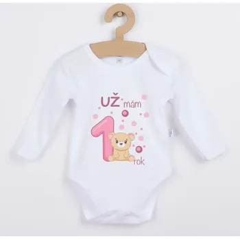 Dětské body s medvídkem - Už mám 1 rok Barva: Růžová, Velikost: 98