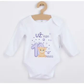 Dětské body s medvídkem - Už mám 10 měsíců Barva: Fialová, Velikost: 86