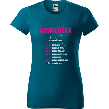 Dámské tričko Dámské tričko - Kosmetička hodinová sazba Barva: PETROLEJOVÁ, Velikost: 2XL