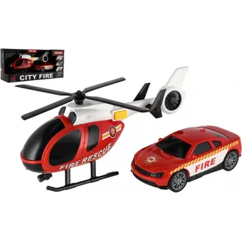 Dětské zboží Teddies Vrtulník a auto HASIČI - se světlem se zvukem
