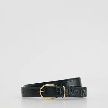 Opasek Reserved - Kožený pásek se zvířecím motivem - černý - 297FE-99X - 297FE-99X-L