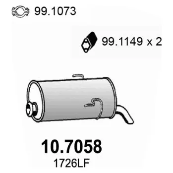 Zadní díl výfuku Zadní tlumič výfuku ASSO 10.7058