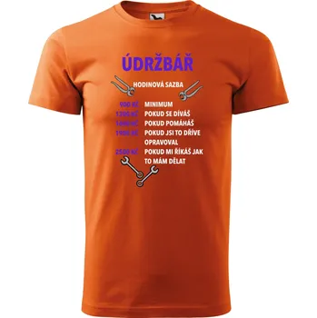 Pánské tričko pro údržbáře - Hodinová sazba Barva: ORANŽOVÁ, Velikost: 2XL