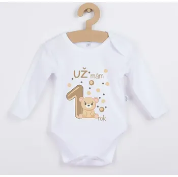 Dětské body s medvídkem - Už mám 1 rok Barva: HNĚDÁ, Velikost: 98