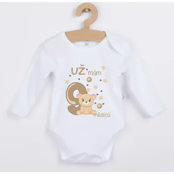 Dětské body s medvídkem - Už mám 9 měsíců Barva: HNĚDÁ, Velikost: 98