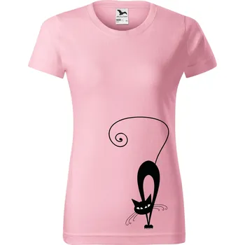 Dámské tričko - Kočka Barva: Růžová, Velikost: 3XL