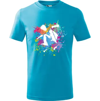 Dětské tričko Skateboardista Barva: TYRKYSOVÁ + BÍLÁ VARIANTA, Velikost: 146