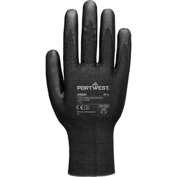 Pracovní rukavice PORTWEST A680 CUT F21 / Nitrilové neprořezné rukavice s wolframem, úroveň A9 - černá XS