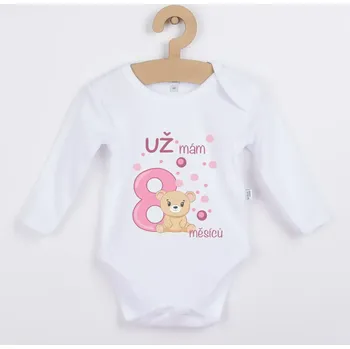 Dětské body s medvídkem - Už mám 8 měsíců Barva: Růžová, Velikost: 98