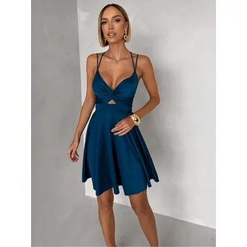 Dámské šaty Petrolejové áčkové krátké šaty MADURAI Velikost: ONESIZE