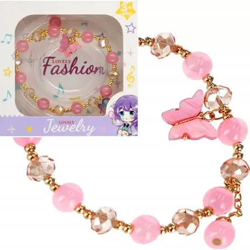 Náramek MikroTrading Náramek s motýlím medailonkem v krabičce Barva: Červená