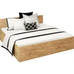 Postel s kovovým roštem a úložným prostorem, 180x200, dub craft zlatý, DOLI