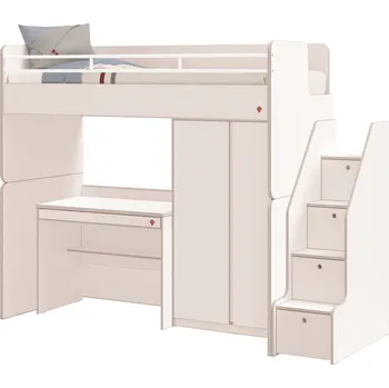 Dětská postel Čilek Zvýšená postel 90x200 cm se schody SET White Studio