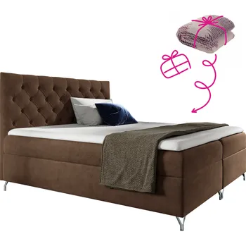 Postel Boxspringová postel, 160x200, hnědá látka Velvet, GULIETTE + dárek