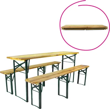 Jídelní set Pivní set 1+2, dřevo/kov, přírodní/tmavě zelená, GANSO TYP 1