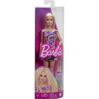 Panenka Mattel Barbie Modelka - pestrobarevné šaty