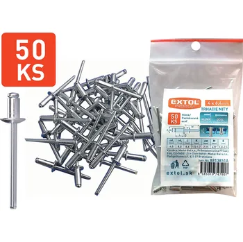 Spojovací materiál Extol Premium trhacie nity hliníkové 4,0x6,4mm 50ks, 8813851A