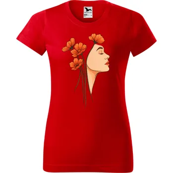 Dámské tričko s motivem květin Barva: ČERVENÁ, Velikost: 2XL