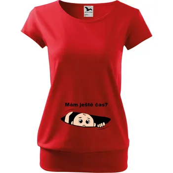 Těhotenské tričko - Mám ještě čas? Barva: ČERVENÁ, Velikost: M