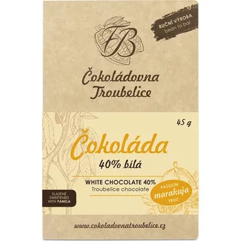 Čokoláda Čokoládovna Troubelice Čokoláda bílá marakuja 40 % 45 g