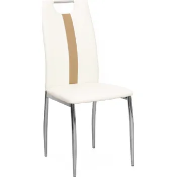 Jídelní židle Židle, bílá / béžová ekokůže + chrom nohy, SIGNA