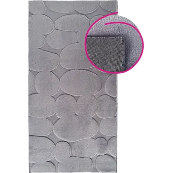 Bytový textil Koberec, světle šedá/3D vzor kameny, 80x150, PUFIN TYP 1