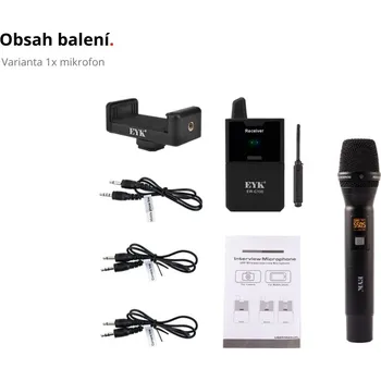 Mikrofon EYK Mobilní Bezdrátový Klopový Multifrekvenční Mikrofon Podcast Stream Party Stage, až 50m Výběr Variant Přijímač + Transmitter