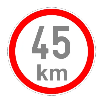 samolepka Maximální rychlost 45km - nejvyšší konstrukční rychlost (17 - šedá) SAMOLEPKA NA AUTO, NÁLEPKA, FÓLIE, POLEP, TUNING, VLASTNÍ TEXT, TISK, AUTOSAMOLEPKY.cz, POLEPY, OBRÁZEK, LOGO, 3D STICKERS