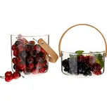 TEMPO-KONDELA RANAK, skleněné mísy, set 2 ks, s držadly, sklo/bambus