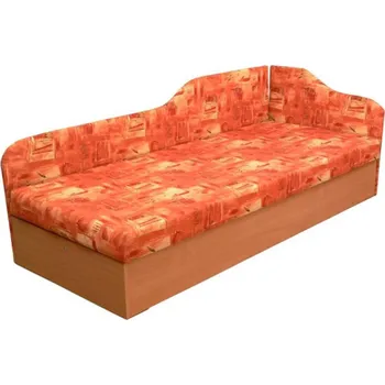 Postel Válenda s pružinovou matrací, pravá, oranžová / vzor, EDVIN 4.2