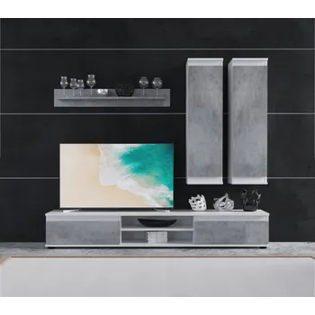 Obývací stěna Obývací stěna, beton/bílá, LUSIANA