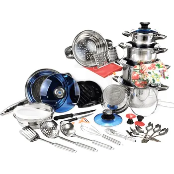Sada nádobí TEMPO-KONDELA PATIA, 39-dílná sada hrnců a kuchyňského náčiní, nerezavějící ocel