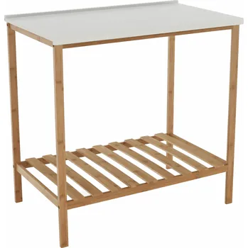 Počítačový stůl Stůl s policí, přírodní / bílá, SELENE TYP 5