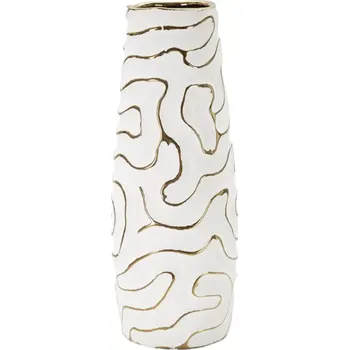 Váza Váza Lia 39 cm bílá/zlatá