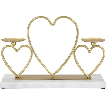 Svícen Kovový svícen Hearts zlatý