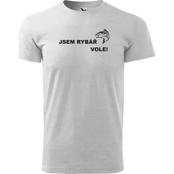 Pánské tričko - Jsem rybář vole! Barva: SVĚTLE ŠEDÁ, Velikost: 4XL