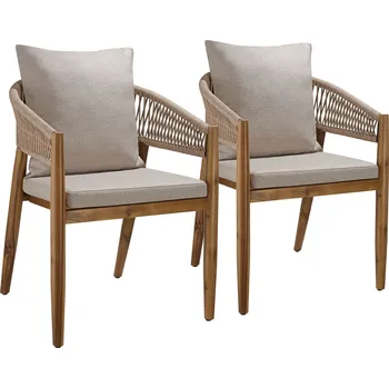 TecTake GmbH 406052 zahradní židle manacor, provazový design - písková,sada 2 kusů