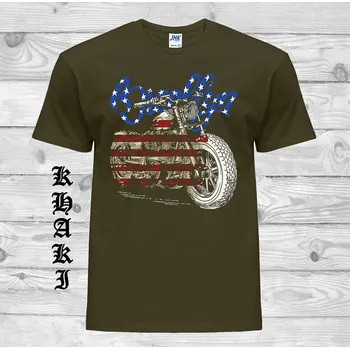 Pánské oblečení panske-levne-bavlnene-chopper-tricko-potisk-brooklyn-motorka Barva: Khaki, velikost: XXL