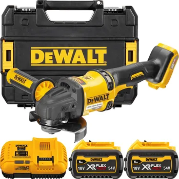 DCG418T2 DeWALT 54 V XR AKU ÚHLOVÁ BRUSKA 125MM, 2300W, 2x 6,0AH AKU XR FLEXVOLT Li-ION 54/18VOLT, KUFR T-STAK