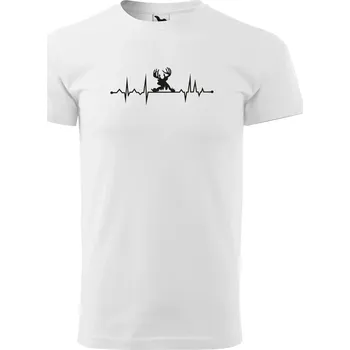 Pánské tričko - Tep myslivce s motivem jelena Barva: Bílá, Velikost: 4XL