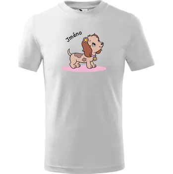 Chlapecké oblečení Dětské tričko s potiskem pejska a vlastním jménem Barva: Bílá, Velikost: 158