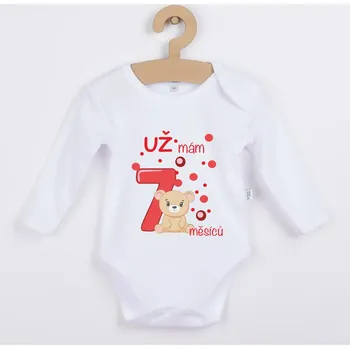 Dětské body s medvídkem - Už mám 7 měsíců Barva: ČERVENÁ, Velikost: 98