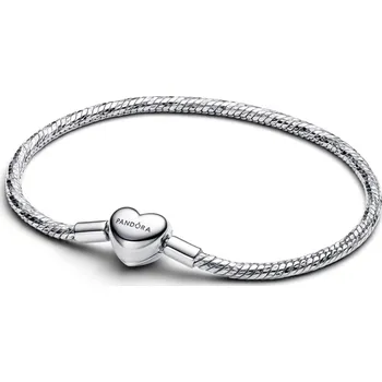 Náramek PANDORA Moments Fasetovaný hadovitý řetízkový náramek Spona ve tvaru srdce 21