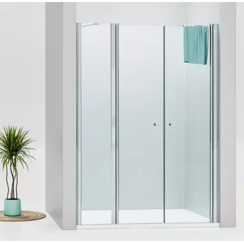 Sprchové dveře WellMall BETA LINE Chrom 100 Čiré Sprchové dveře dvoukřídlé s pevnou stěnou v rovině (70+30), skladem