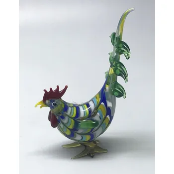 Skleněná figurka kohout zelený, 60 x 35 x 65 mm